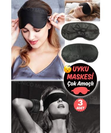 3 Pieces Eye Patch Comfortable Sleep Adjustable Strap Blackout Travel Mask - Perfect Fit