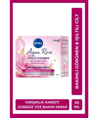NIVEA Aqua Rose Anti-Wrinkle Day Face Care Cream 50ml Rose Petal Oil Calcium