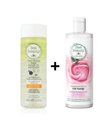 Bee Beauty Dual Phase Face Makeup Remover 150 ml Organic Certified Rose Skin Toner 200 ml