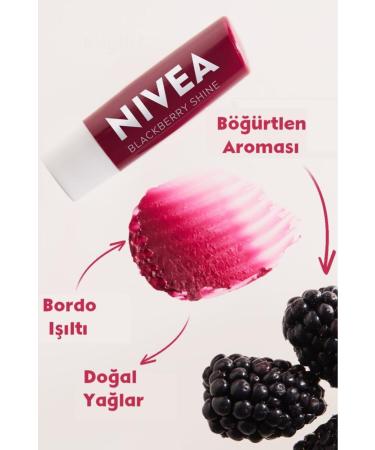 NIVEA Blackberry Lip Care Cream and Gloss 4.8gr Moisturizing Light Burgundy Shimmer Smooth Lip - Buy Online on GoSupps.com