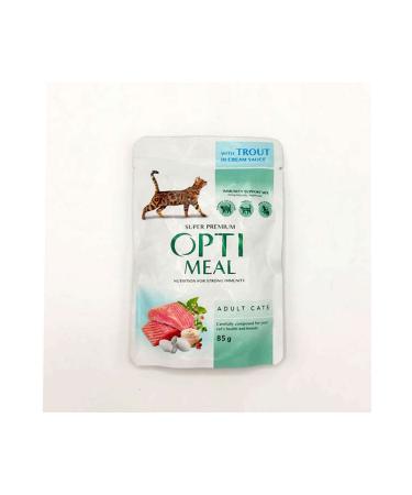 OptiMeal Trout Cream Sauce Wet Cat Food 85 gr X 6 Pieces 141036