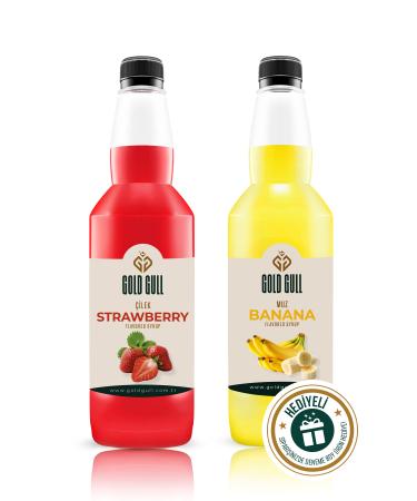 gold gull Banana & Strawberry Flavored Coffee & Fruit Syrup 2 X 700ml