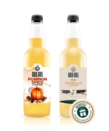 gold gull Pumpkin Spices & Vanilla Flavored Coffee & Fruit Syrup 2 x 700 ml.