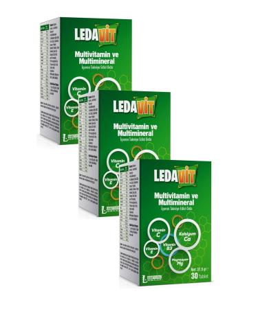 DermoExpress Ledavit Multivitamin Mineral 30 Tablets (CALCIUM MAGNESIUM ZINC IRON ETC.) 3 Boxes