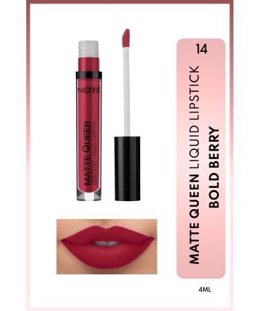 Note Cosmetics Matte Queen Lipstick Permanent Matte Liquid Lipstick - 14 Bold Berry - Red