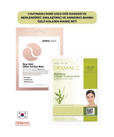 Dermal 3 Layer Rose Gold Eye Mask and Moisturizing Firming and Purifying Bamboo Extract Collagen Mask