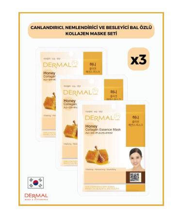 Dermal Revitalizing Moisturizing and Nourishing Honey Essence Collagen Mask 23 Gr 3 Pieces