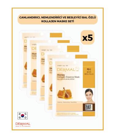 Dermal Revitalizing Moisturizing and Nourishing Honey Essence Collagen Mask 23 Gr 5 Pieces