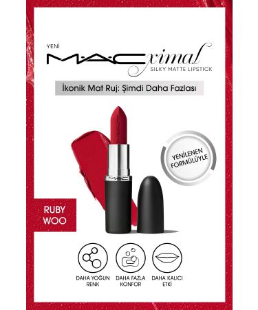 Mac M A CXIMAL Silky Matte Lipstick Moisturizing Intense Color Lipstick - Ruby Woo