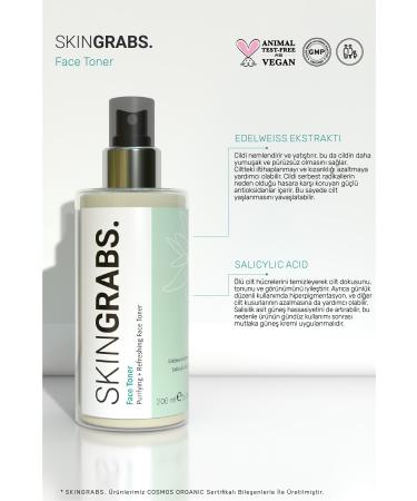 SkinGrabs.Skincare Organic Salicylic Acid and Edelweiss Revitalizing Toner (PURIFYING & REFRESHING FACE TONER) - Buy Online on GoSupps.com