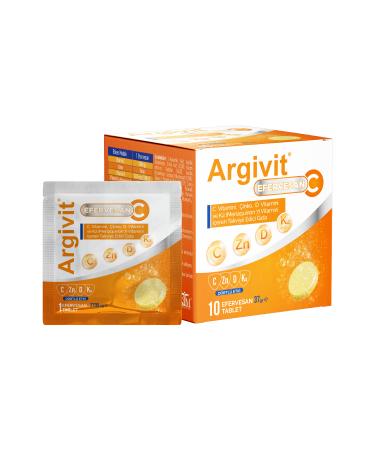 Argivit Effervescent Vitamin C Zinc Vitamin D and Vitamin K2 (MENAQUINON 7) Containing Supplement - 10 Sachets - Buy Online on GoSupps.com