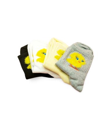 Skygo Plush Chick Embroidered Women's Socks 4 Pairs
