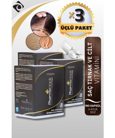 Pharmablack Anti Hair Loss Biotin & Keratin Vitamin Complex 60 Capsules-3 BOXES (180 CAPSULES)