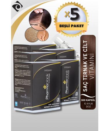 Pharmablack Anti Hair Loss Biotin & Keratin Vitamin Complex 60 Capsules - 5BOXES (300CAPSULES)