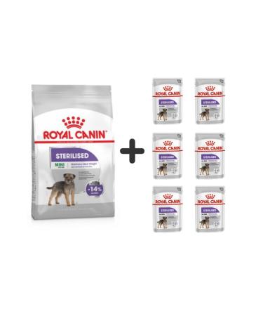 Royal Canin Mini Sterilized Neutered Dog Food 3 Kg + 6 Pieces Wet Food