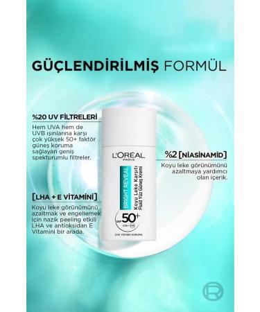 L'Oreal Paris Bright Reveal Spf 50+ Anti-Dark Spot Fluid Daily Face Sunscreen 50ml - Buy Online on GoSupps.com