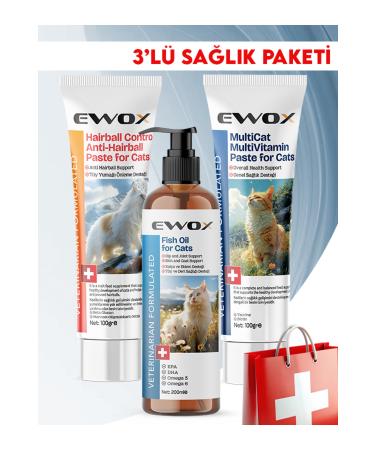 EWOX Cat 3-Pack Health Package (Multivitamin Paste & Malt Paste & Salmon Oil)