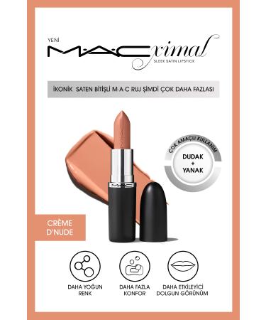 Mac Macximal Sleek Satin Lipstick Ikonik Saten Biti li Ruj-cr me D'nude 3.5gm