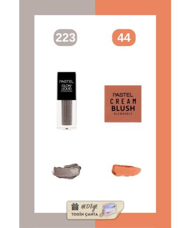 Pastel Mix Set - Glow Liquid Eyeshadow 223 + Cream Blush 44 + Togin Bag