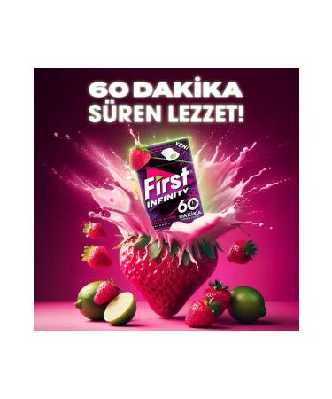 First Infinity 60 Minutes Strawberry & Lime Flavored Sugar Free Dragee Gum - 12 Pieces