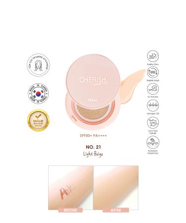 PEKAH Spf 50 Pa Uva/uvb High Coverage Cherish Velvet Cushion Foundation 21 Medium Dark Beige 14gr