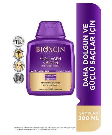 Bioxcin Collagen & Biotin Extra Volume Shampoo 300 ml - Collagen Biotin Fine and Sparse Hair - Buy Online on GoSupps.com