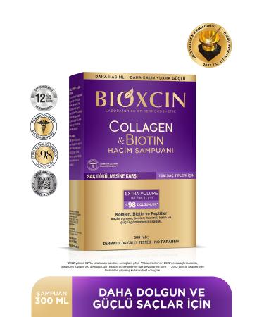 Bioxcin Collagen & Biotin Extra Volume Shampoo 300 ml - Collagen Biotin Fine and Sparse Hair - Buy Online on GoSupps.com