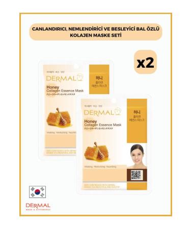 Dermal Revitalizing Moisturizing and Nourishing Honey Essence Collagen Mask Set of 2 Pieces