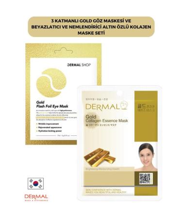 Dermal 3 Layer Gold Eye Mask and Whitening Moisturizing Collagen Gold Mask Set