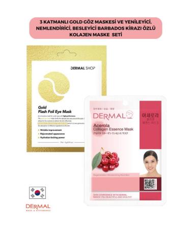 Dermal 3 Layer Gold Eye Mask and Renewing Moisturizing Nourishing Barbados Cherry Extract Collagen Mask