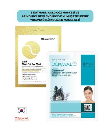 Dermal 3 Layer Gold Eye Mask and Moisturizing Softening Seaweed Extract Collagen Mask