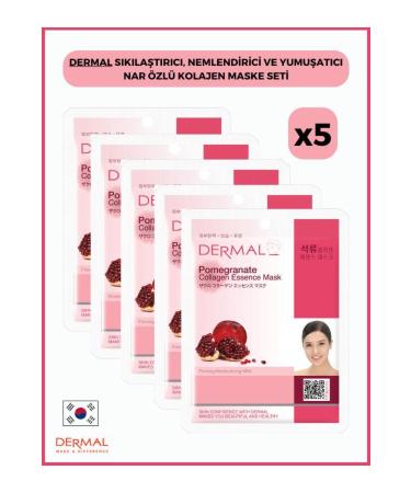 Dermal Firming Moisturizing and Softening Pomegranate Extract Collagen Mask 23gr 5 Pieces