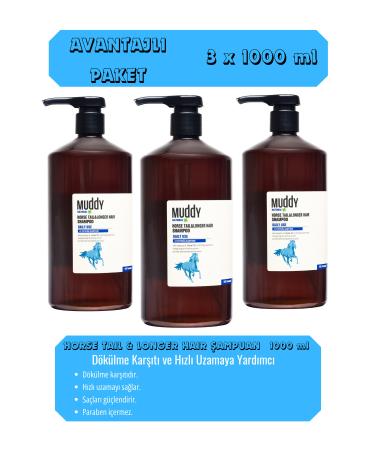 Muddy HORSE TAIL SHAMPOO ANTI-SHEAR AND AIDING FAST GROWTH 1000 ml x 3
