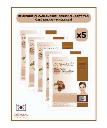Dermal Moisturizing Revitalizing Nourishing Shea Butter Essence Collagen Mask 23 Gr 5 Pieces