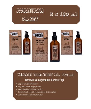 Muddy Keratin Treatment Oil Prevents Breakage and Rupture Lively and Shiny Appearance Oil 100 ml x 3