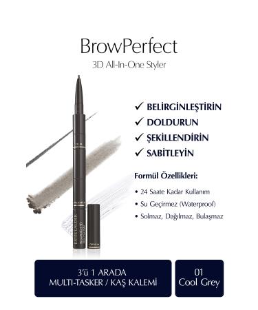 Estee Lauder Long-Lasting Multi-Purpose Waterproof 3-in-1 Eyebrow Pencil-01 Cool Gray