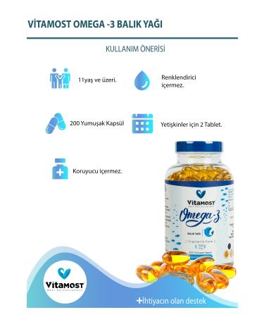 Vitamost Omega 3 Fish Oil 200 Softgels - Buy Online on GoSupps.com