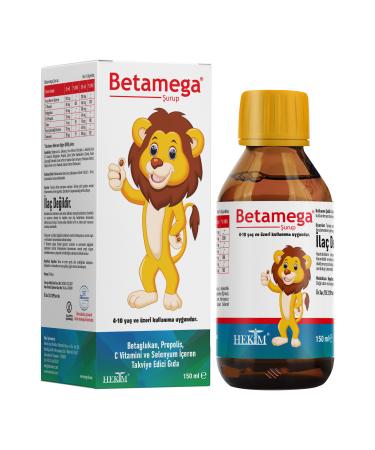 BETAMEGA Syrup - Syrup Containing Beta-glucan Propolis Vitamin C Zinc and Selenium - 150 ml - Buy Online on GoSupps.com