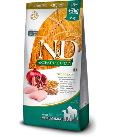 N & D ANCESTRAL GRAIN DOG FOOD 12+3 Kg - From Petshop