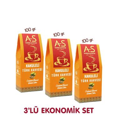 AS Kurukahvecisi 3-Piece Cardamom Turkish Coffee Economic Set