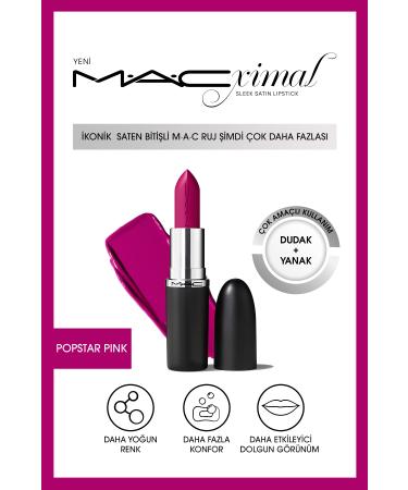 Mac Macximal Sleek Satin Lipstick Ikonik Saten Biti li Ruj-popstar P nk 3.5gm