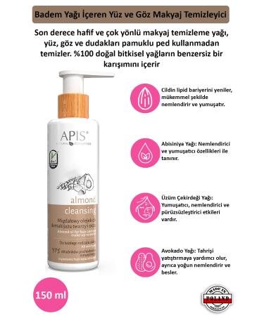 Apis Natural Cosmetics Face and Eye Make-Up Remover - Almond Oil - 150ml