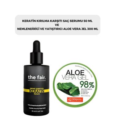 The Fair Keratin Anti-Breakage Hair Serum 50 ml and Dermal Aloe Vera Gel Moisturized for Hair Skin and Body