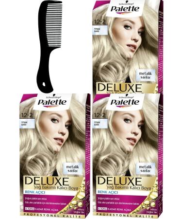 Palette Deluxe Hair Dye 12-2 Titan Yellow X 3 Pieces + Hair Opening Comb