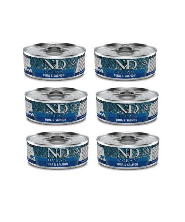 N & D Ocean Tuna and Salmon Cat Canned Food 80 Gr. X 6 Pieces