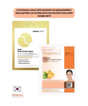 Dermal 3 Layer Gold Eye Mask and Moisturizing Firming and Brightening Apricot Extract Collagen Mask