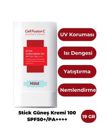 Cell Fusion C Derma Relief 100 Spf 50 /pa Sun Cream and Stick Sun Cream for Children and Adults 19 gr