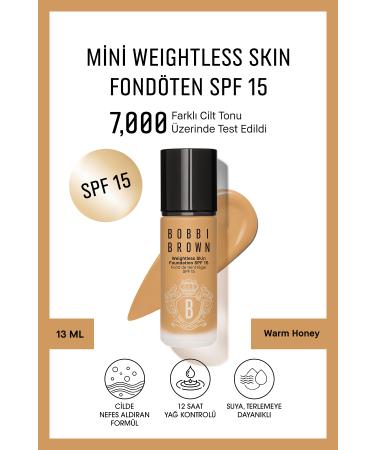 Bobbi Brown Mini Weightless Skin Foundation SPF 15 - Natural and Matte Finish - Warm Honey - 13 ml (Travel Size)