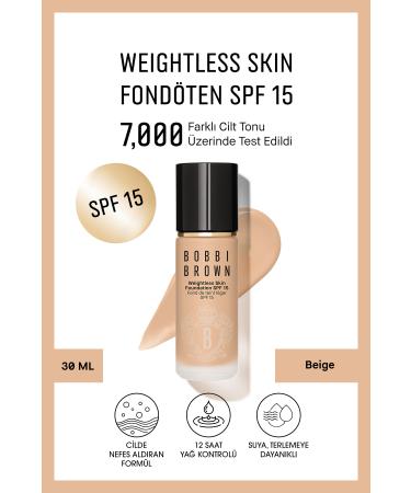 Bobbi Brown Weightless Skin 24 Hour Liquid Foundation SPF 15 - Natural and Matte Finish - Beige - 30 ml