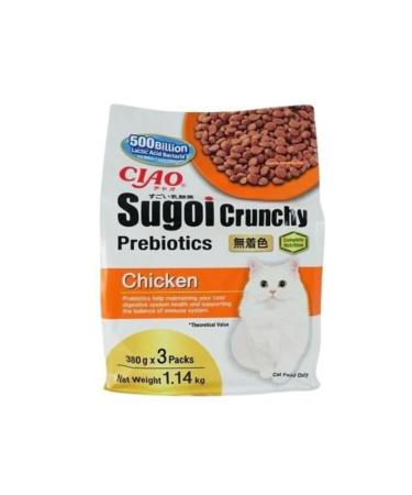 Furlo Ciao Sugoi Crunchy Chicken Prebiotic Cat Food 380 Gr x 3 Packs (1.14 Kg)